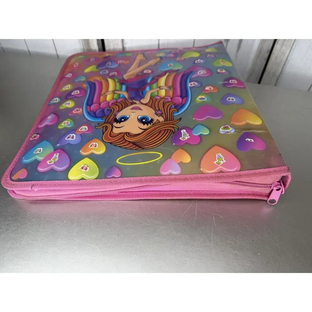 Y2K Lisa Frank Zipper Angel Hearts Girl Binder Folder Vintage Colorful